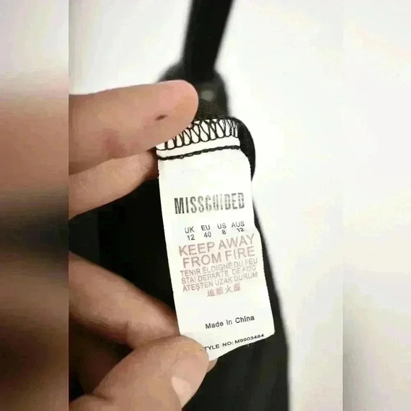 MISSGUIDED Black White Piped Poly Satin Pyjama Tie Wide  Leg Jumpsuit 8US 12UK - Picture 10 of 11